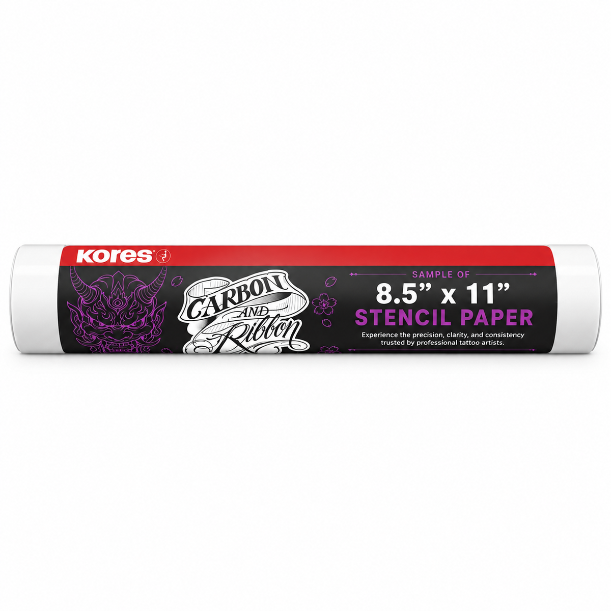 Carbon and Ribbon 8.5 x 11 premium stencil paper sample tube on white background
